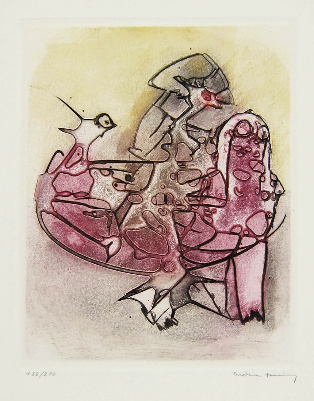Dorothea Tanning - Orphans - 1963 color etching